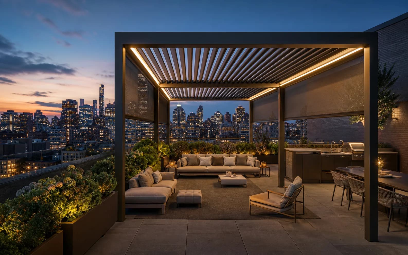 Rooftop Lounge smart pergola environment